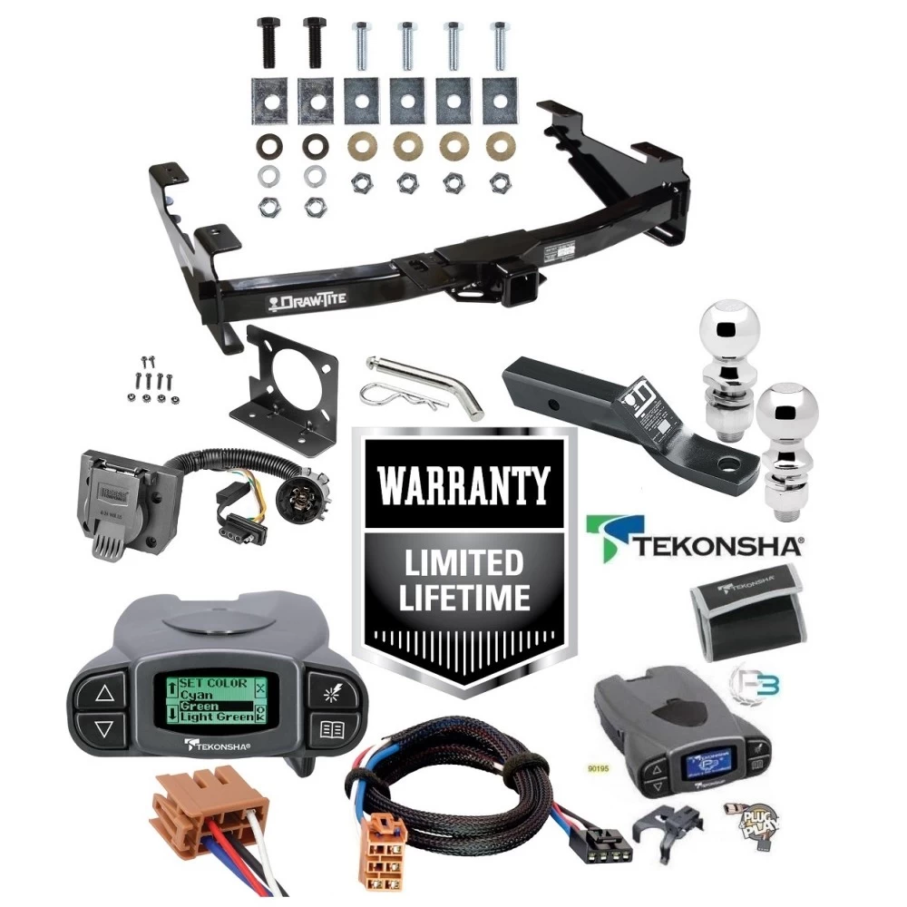Trailer Hitch w/ Tekonsha Prodigy P3 Brake Control For 01-10 Chevy Silverado GMC Sierra 2500 HD 3500 HD 07-07 Classic w/ Plug Play Wiring 2" 2- 5/16" Ball 2" Drop Mount 7-Way Pin Blade RV Controller Class 4