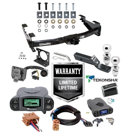 Trailer Hitch w/ Tekonsha Prodigy P3 Brake Control For 01-10 Chevy Silverado GMC Sierra 2500 HD 3500 HD 07-07 Classic w/ Plug Play Wiring 2" 2- 5/16" Ball 2" Drop Mount 7-Way Pin Blade RV Controller Class 4