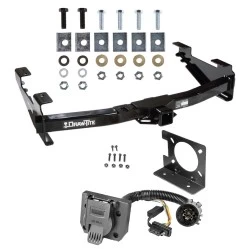 Trailer Hitch w/ Wiring Kit For 01-10 Chevy Silverado GMC Sierra 2500 HD 3500 HD 07-07 Classic 7-Way Pin Blade RV 4-Flat Plug Harness Light w/ Bracket