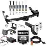 Trailer Hitch Brake Control For 01-10 Chevy Silverado GMC Sierra 2500 HD 3500 HD 07-07 Classic w/ Plug Play Wiring 2" and 2- 5/16" Ball 4" Drop Mount 7-Way Pin Blade RV Controller Class 4