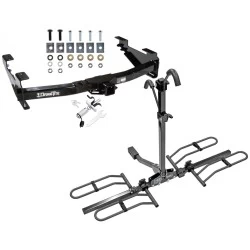 Trailer Tow Hitch For 01-10 Chevy Silverado GMC Sierra 2500 3500 HD 2007 Classic, 6-1/2 & 8 Ft Bed Platform Style 2 Bike Rack w/ Anti Rattle Hitch Lock