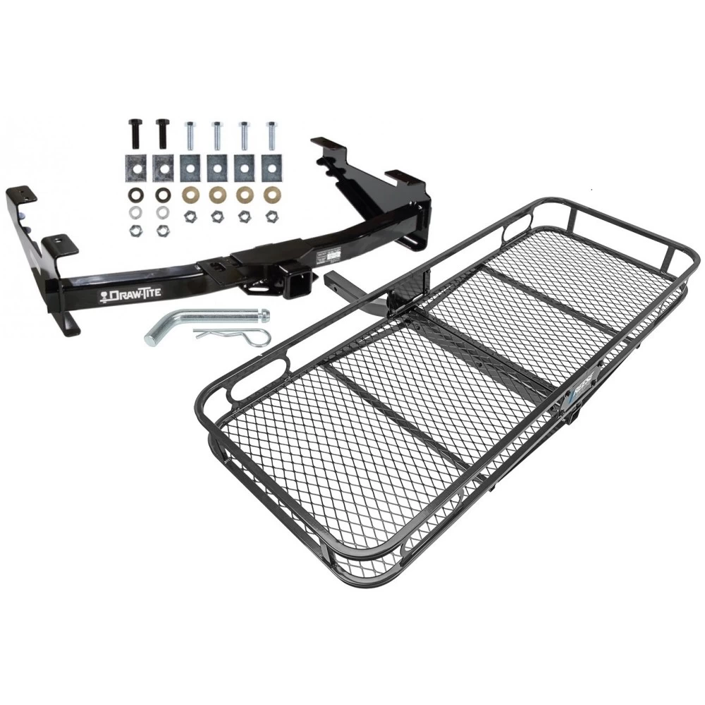 Trailer Tow Hitch For 01-10 Chevy Silverado GMC Sierra 2500 3500 HD 2007 Classic, 6-1/2 & 8 Ft Bed Basket Cargo Carrier Platform w/ Hitch Pin