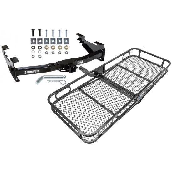 Trailer Tow Hitch For 01-10 Chevy Silverado GMC Sierra 2500 3500 HD 2007 Classic, 6-1/2 & 8 Ft Bed Basket Cargo Carrier Platform w/ Hitch Pin