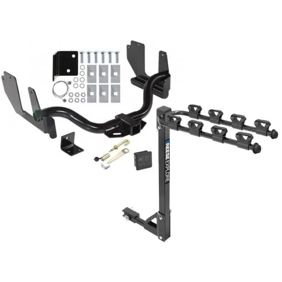 Trailer Tow Hitch w/ 4 Bike Rack For 04-05 Ford F-150 2006 Lincoln Mark LT tilt away adult or child arms fold down carrier w/ Lock and Cover