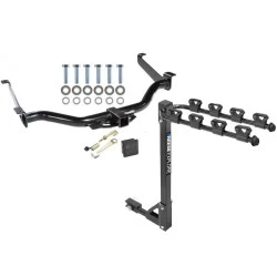 Trailer Tow Hitch w/ 4 Bike Rack For 04-15 Nissan TITAN All Models 4 Bike Rack tilt away adult or child arms fold down carrier w/ Lock and Cover