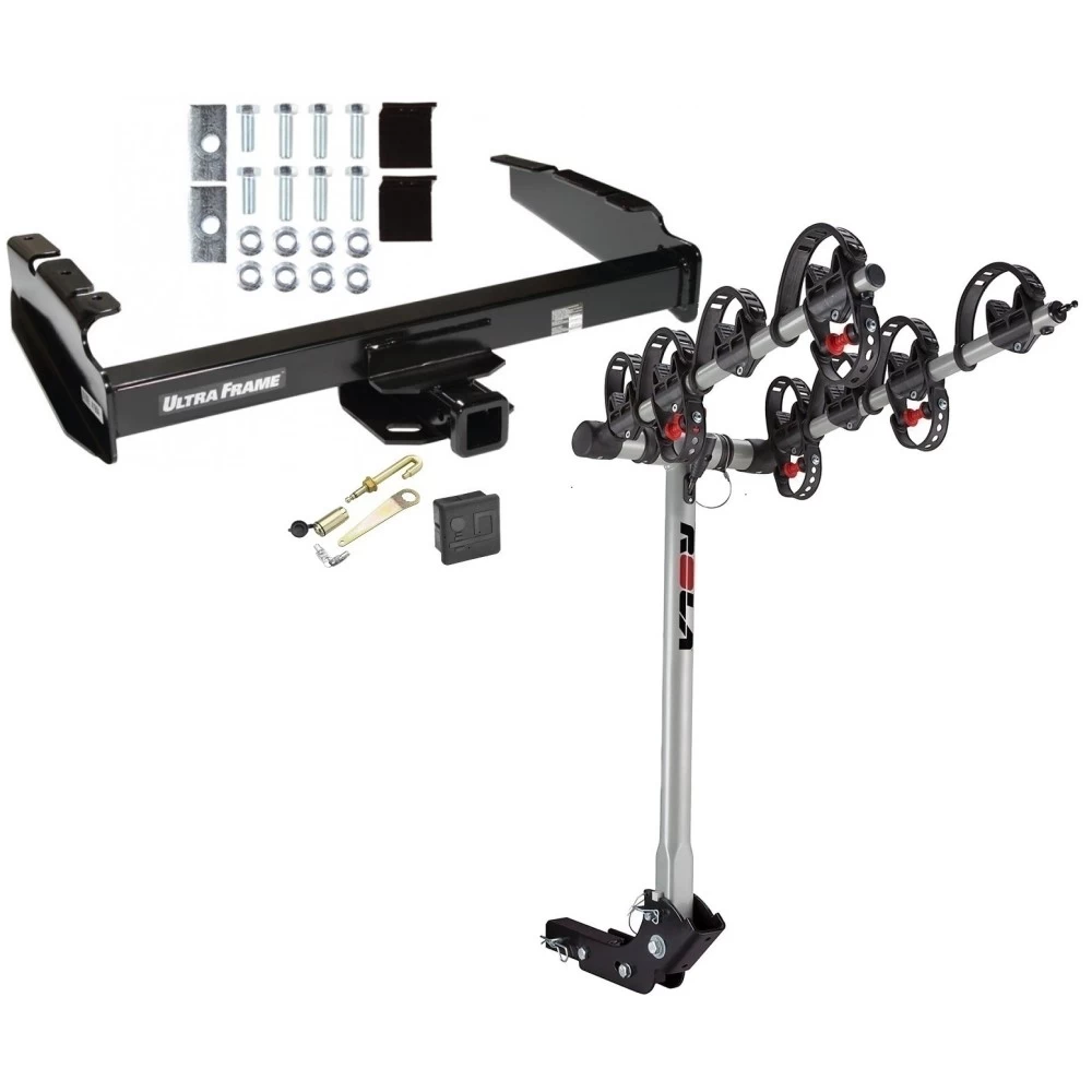 Trailer Tow Hitch For 80-97 Ford F-150 F-250 F-350 80-83 F-100 1997 Heavy Duty w/ 4 Bike Carrier Rack