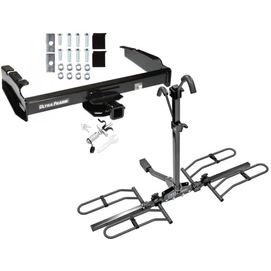 Trailer Tow Hitch For 80-97 Ford F-150 F-250 F-350 80-83 F-100 1997 Heavy Duty Platform Style 2 Bike Rack w/ Anti Rattle Hitch Lock