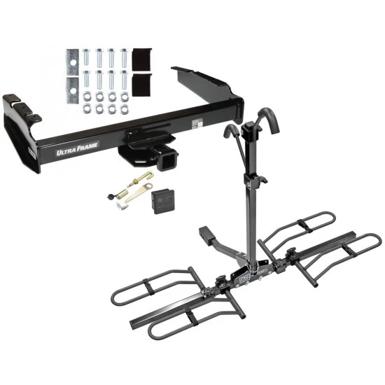 Trailer Tow Hitch For 80-97 Ford F-150 F-250 F-350 80-83 F-100 1997 Heavy Duty Platform Style 2 Bike Rack Hitch Lock and Cover