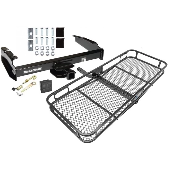 Trailer Tow Hitch For 80-97 Ford F-150 F-250 F-350 80-83 F-100 1997 Heavy Duty Basket Cargo Carrier Platform Hitch Lock and Cover