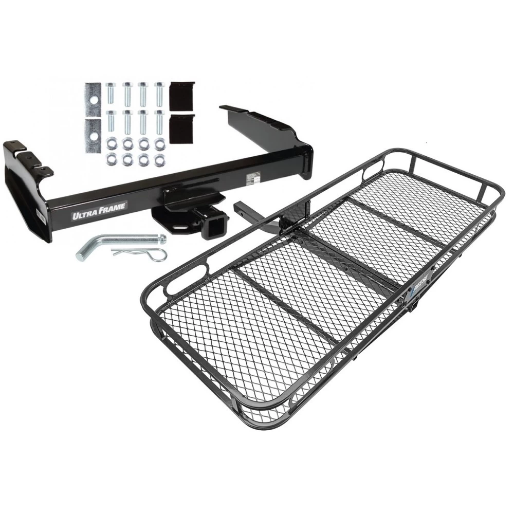 Trailer Tow Hitch For 80-97 Ford F-150 F-250 F-350 80-83 F-100 1997 Heavy Duty Basket Cargo Carrier Platform w/ Hitch Pin