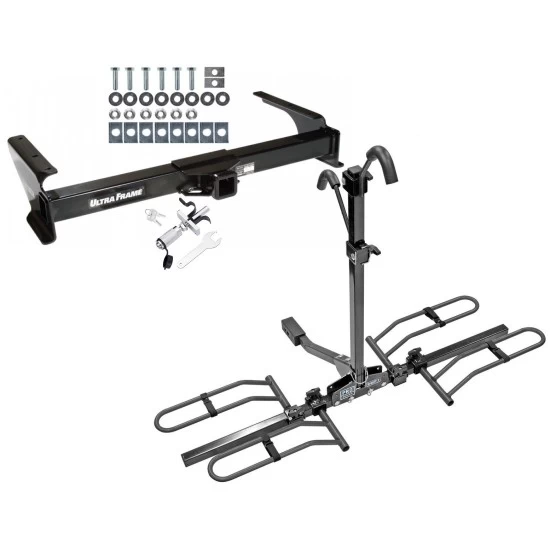 Trailer Tow Hitch For 92-14 Ford Econoline Van Except Shuttle Bus Platform Style 2 Bike Rack w/ Anti Rattle Hitch Lock