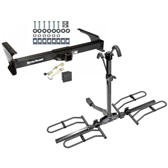 Trailer Tow Hitch For 92-14 Ford Econoline Van Except Shuttle Bus Platform Style 2 Bike Rack Hitch Lock and Cover