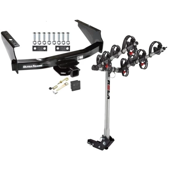 Trailer Tow Hitch For 99-04 Ford F-250 F-350 Super Duty Standard Bed & Bumper 4 Bike Rack w/ Hitch Lock and Cover