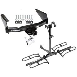 Trailer Tow Hitch For 99-04 Ford F-250 F-350 Super Duty Standard Bed & Bumper Platform Style 2 Bike Rack w/ Anti Rattle Hitch Lock