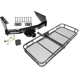 Trailer Tow Hitch For 99-04 Ford F-250 F-350 Super Duty Standard Bed & Bumper Basket Cargo Carrier Platform Hitch Lock and Cover