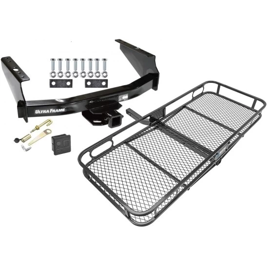 Trailer Tow Hitch For 99-04 Ford F-250 F-350 Super Duty Standard Bed & Bumper Basket Cargo Carrier Platform Hitch Lock and Cover