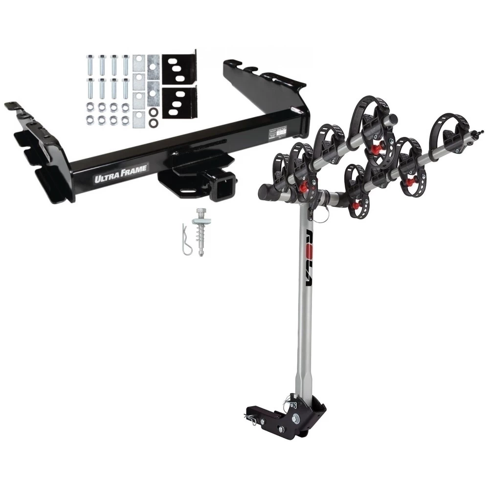 Trailer Tow Hitch For 94-02 Dodge Ram 2500 3500 94-01 1500 w/ 4 Bike Carrier Rack