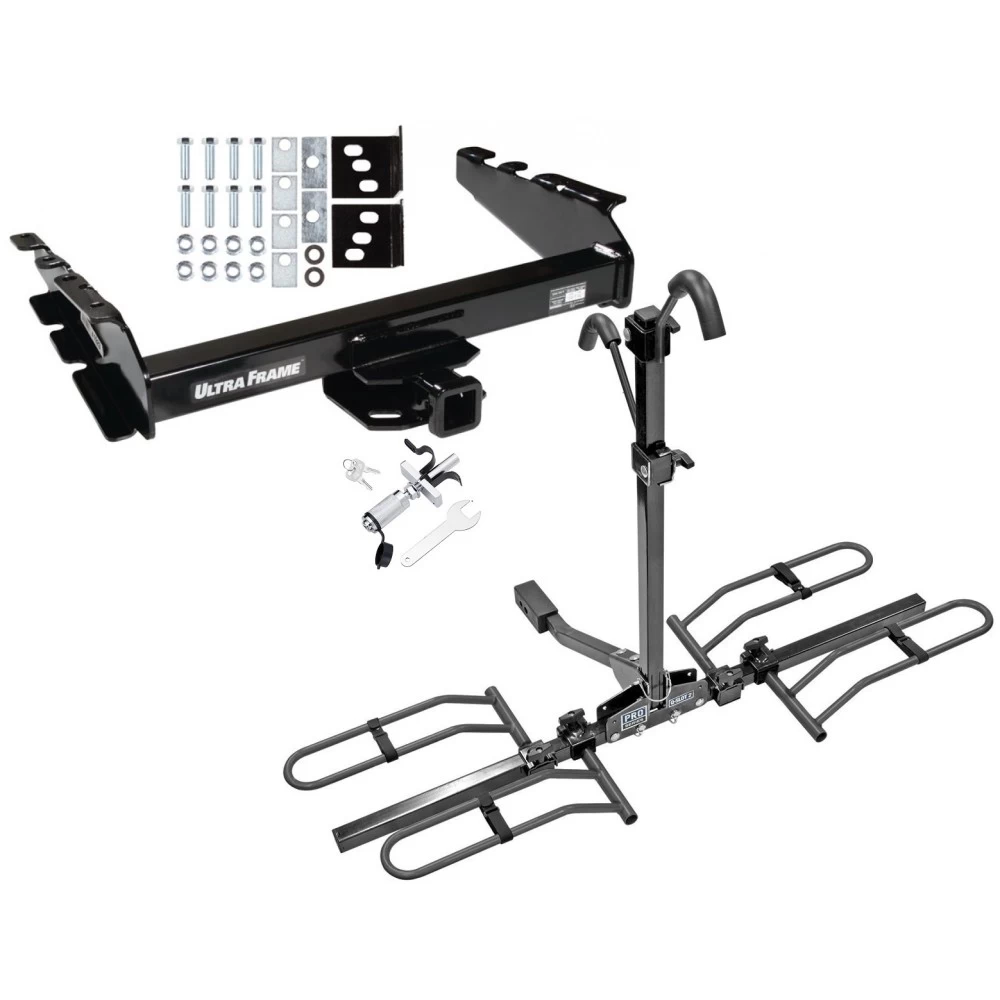 Trailer Tow Hitch For 94-02 Dodge Ram 2500 3500 94-01 1500 Platform Style 2 Bike Rack w/ Anti Rattle Hitch Lock