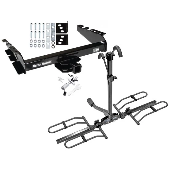 Trailer Tow Hitch For 94-02 Dodge Ram 2500 3500 94-01 1500 Platform Style 2 Bike Rack w/ Anti Rattle Hitch Lock