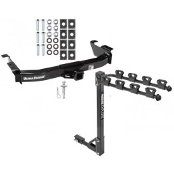 Trailer Tow Hitch w/ 4 Bike Rack For 00-14 Ford Econoline Van Except Shuttle Bus tilt away adult or child arms fold down carrier