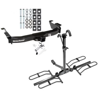 Trailer Tow Hitch For 00-14 Ford Econoline Van Except Shuttle Bus Platform Style 2 Bike Rack w/ Anti Rattle Hitch Lock