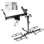 Trailer Tow Hitch For 03-24 Dodge Ram 1500 2500 3500 Except Cab & Chassis Platform Style 2 Bike Rack w/ Anti Rattle Hitch Lock