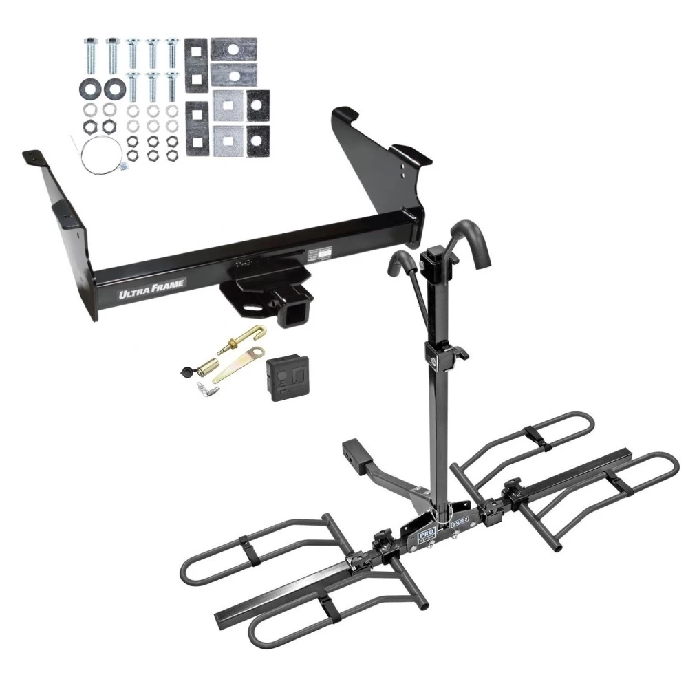 Trailer Tow Hitch For 03-24 Dodge Ram 1500 2500 3500 Except Cab & Chassis Platform Style 2 Bike Rack Hitch Lock and Cover