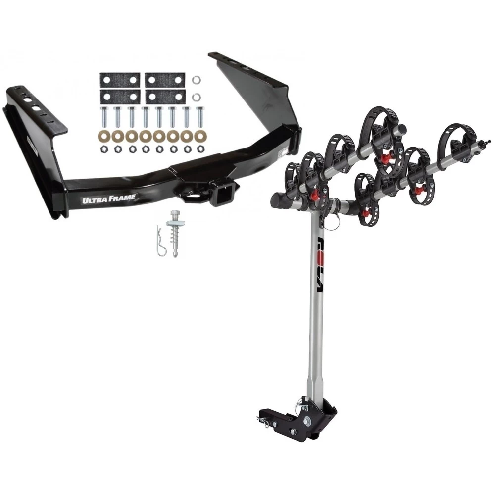 Trailer Tow Hitch For 05-16 Ford F-250 F-350 Super Duty Standard Bed & Bumper w/ 4 Bike Carrier Rack