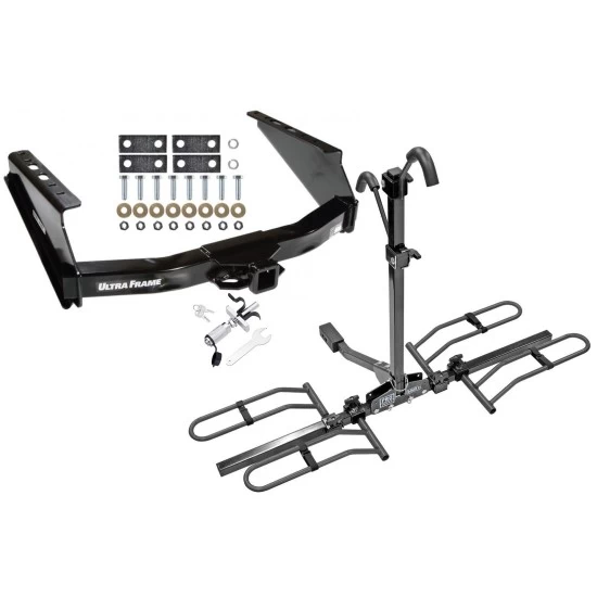 Trailer Tow Hitch For 05-16 Ford F-250 F-350 Super Duty Standard Bed & Bumper Platform Style 2 Bike Rack w/ Anti Rattle Hitch Lock