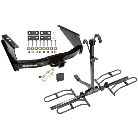 Trailer Tow Hitch For 05-16 Ford F-250 F-350 Super Duty Standard Bed & Bumper Platform Style 2 Bike Rack Hitch Lock and Cover