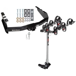 Trailer Tow Hitch For 99-07 Chevy Silverado GMC Sierra 1500 2007 Classic 99-04 2500 LD 01-06 1500 HD w/ 4 Bike Carrier Rack
