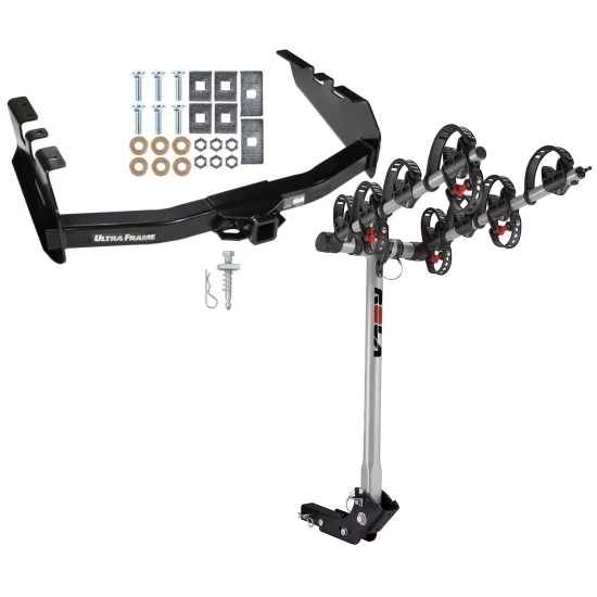 Trailer Tow Hitch For 99-07 Chevy Silverado GMC Sierra 1500 2007 Classic 99-04 2500 LD 01-06 1500 HD w/ 4 Bike Carrier Rack