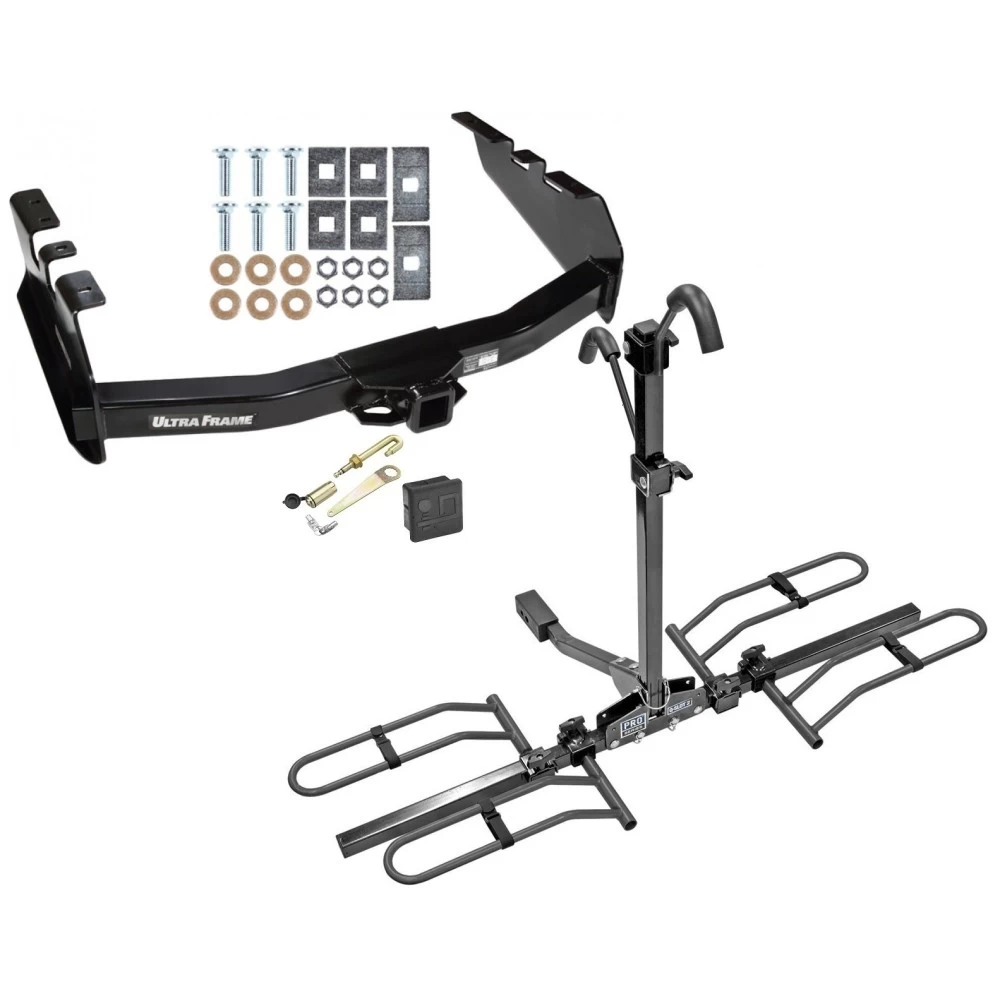 Trailer Tow Hitch For 99-07 Chevy Silverado GMC Sierra 1500 2007 Classic 99-04 2500 LD 01-06 1500 HD Platform Style 2 Bike Rack Hitch Lock and Cover
