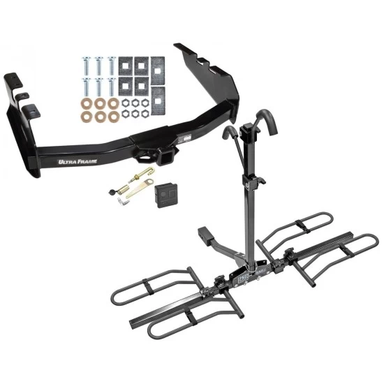Trailer Tow Hitch For 99-07 Chevy Silverado GMC Sierra 1500 2007 Classic 99-04 2500 LD 01-06 1500 HD Platform Style 2 Bike Rack Hitch Lock and Cover