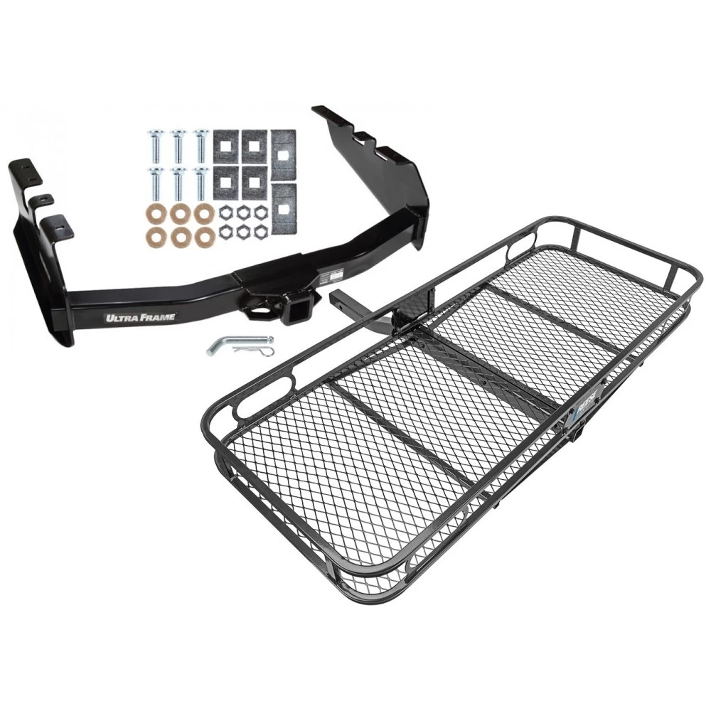 Trailer Tow Hitch For 99-07 Chevy Silverado GMC Sierra 1500 2007 Classic 99-04 2500 LD 01-06 1500 HD Basket Cargo Carrier Platform w/ Hitch Pin