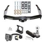 Class 5 Trailer Hitch Package w/ Wiring For 99-07 Chevy Silverado GMC Sierra 1500 99-04 2500 LD w/ 2-5/16" Ball 2" Drop Mount 7-Way Pin Blade RV