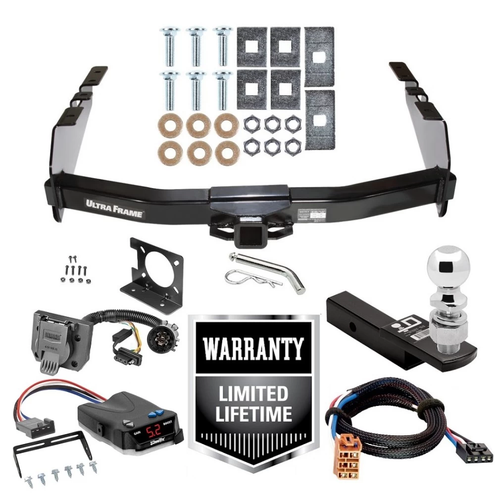 Custom Fit Trailer Hitch Class 5 Wiring Harness (Plug & Play) Proportional Brake Control For 1-4 Axles Plug & Play Brake Control Wiring Adapter 2" Drop Ball-Mount w/ Pin/Clip 2-5/16" Chrome Ball Installation Hardware Installation Instruc Class 5 Trailer Hitch w/ Brake Control For 03-07 Chevy Silverado GMC Sierra 1500 03-04 2500 LD w/ Plug Play Wiring 2- 5/16" Ball 2" Drop Mount 7-Way Pin Blade RV Controller