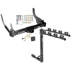 Trailer Tow Hitch w/ 4 Bike Rack For 06-08 Ford F-150 Lincoln Mark LT w/o OEM Hitch tilt away adult or child arms fold down carrier w/ Lock and Cover