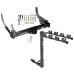 Trailer Tow Hitch w/ 4 Bike Rack For 06-08 Ford F-150 Lincoln Mark LT w/o OEM Hitch tilt away adult or child arms fold down carrier