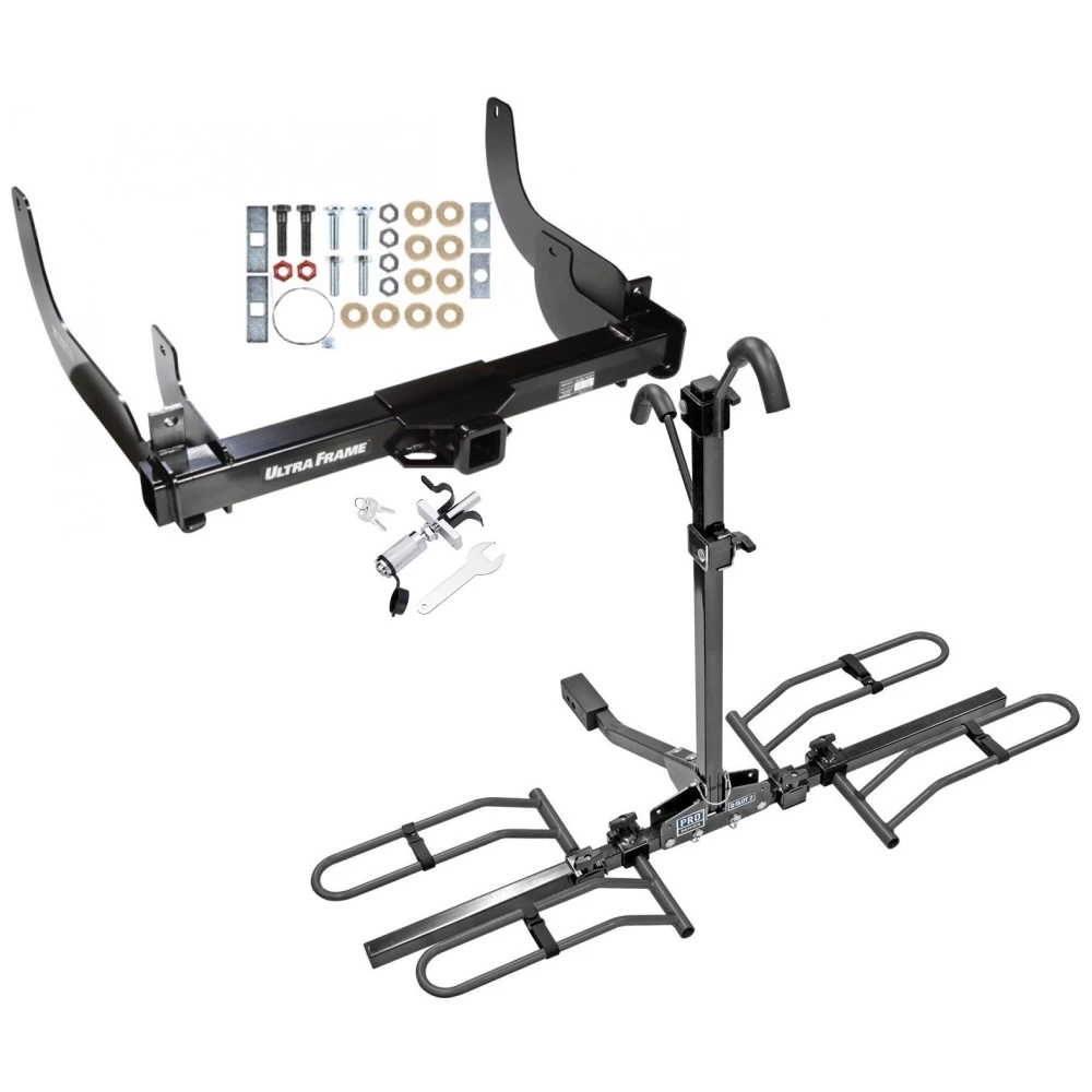 Trailer Tow Hitch For 06-08 Ford F-150 Lincoln Mark LT w/o OEM Hitch Platform Style 2 Bike Rack w/ Anti Rattle Hitch Lock