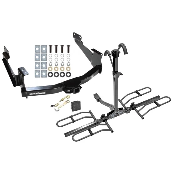 Trailer Tow Hitch For 07-21 Toyota Tundra Except OEM Receiver Platform Style 2 Bike Rack Hitch Lock and Cover