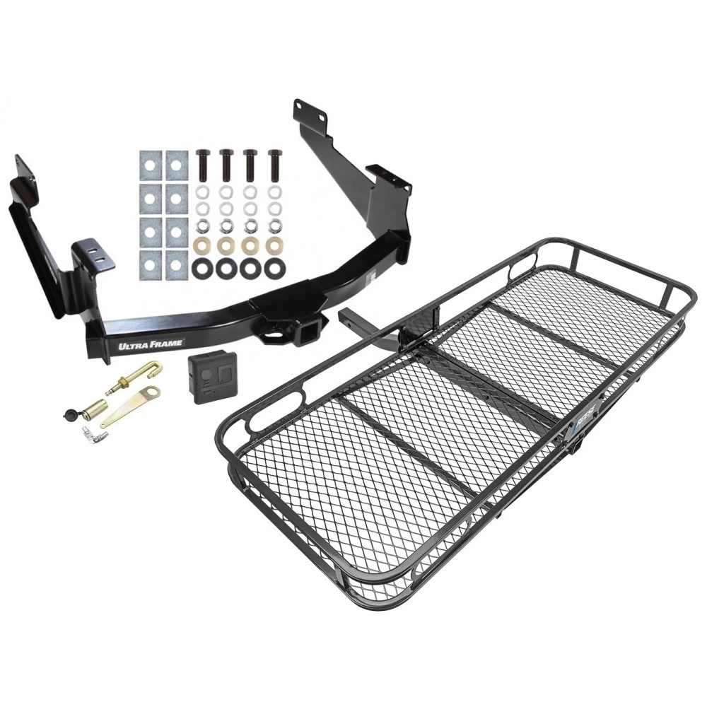 Trailer Tow Hitch For 07-21 Toyota Tundra Except OEM Receiver Basket Cargo Carrier Platform Hitch Lock and Cover