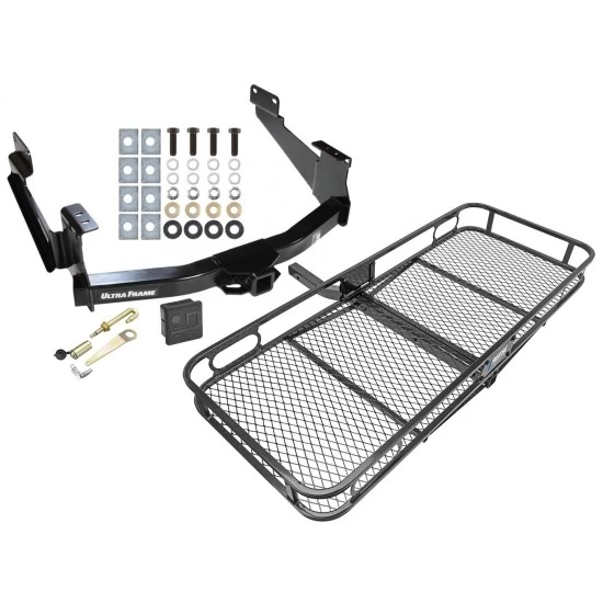 Trailer Tow Hitch For 07-21 Toyota Tundra Except OEM Receiver Basket Cargo Carrier Platform Hitch Lock and Cover