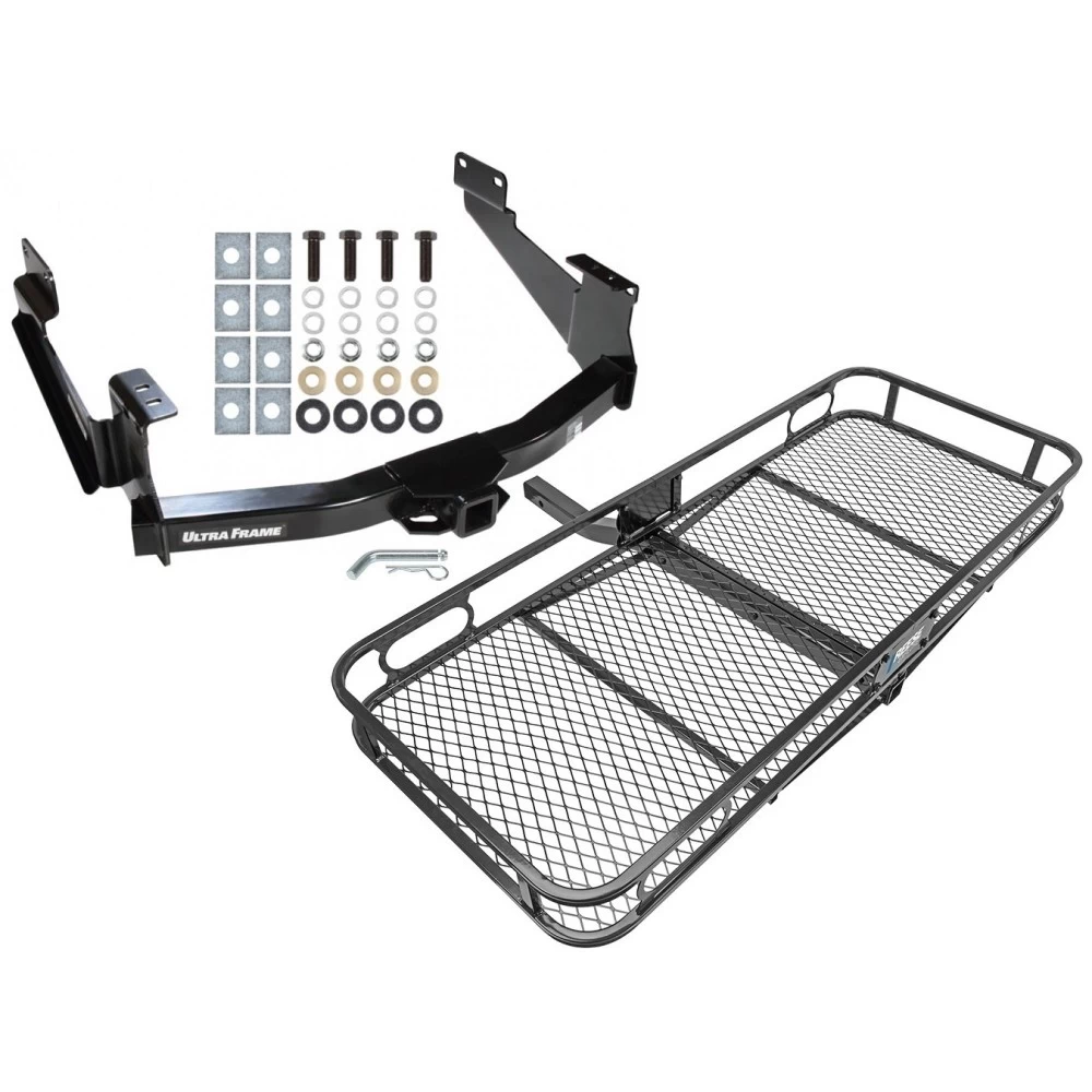 Trailer Tow Hitch For 07-21 Toyota Tundra Except OEM Receiver Basket Cargo Carrier Platform w/ Hitch Pin