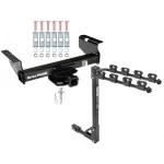 Trailer Tow Hitch w/ 4 Bike Rack For 01-25 Chevy Silverado GMC Sierra 3500 HD 2007 Classic 07-12 Dodge Ram 3500 4500 5500 tilt away adult or child arms fold down carrier