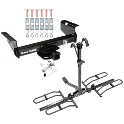 Trailer Tow Hitch For 01-25 Chevy Silverado GMC Sierra 3500 HD 2007 Classic 07-12 Dodge Ram 3500 4500 5500 Platform Style 2 Bike Rack w/ Anti Rattle Hitch Lock