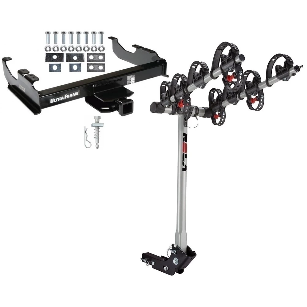 Trailer Tow Hitch For 63-00 Chevy GMC Trucks 99-00 Ford F-350 Super Duty w/ 34" or Cab & Chassis w/ 4 Bike Carrier Rack