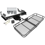 Trailer Tow Hitch For 63-00 Chevy GMC Trucks 99-00 Ford F-350 Super Duty w/ 34" or Cab & Chassis Basket Cargo Carrier Platform Hitch Lock and Cover