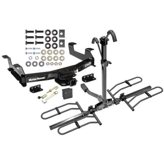 Trailer Tow Hitch For 11-14 Chevy Silverado GMC Sierra 2500 3500 HD Platform Style 2 Bike Rack Hitch Lock and Cover
