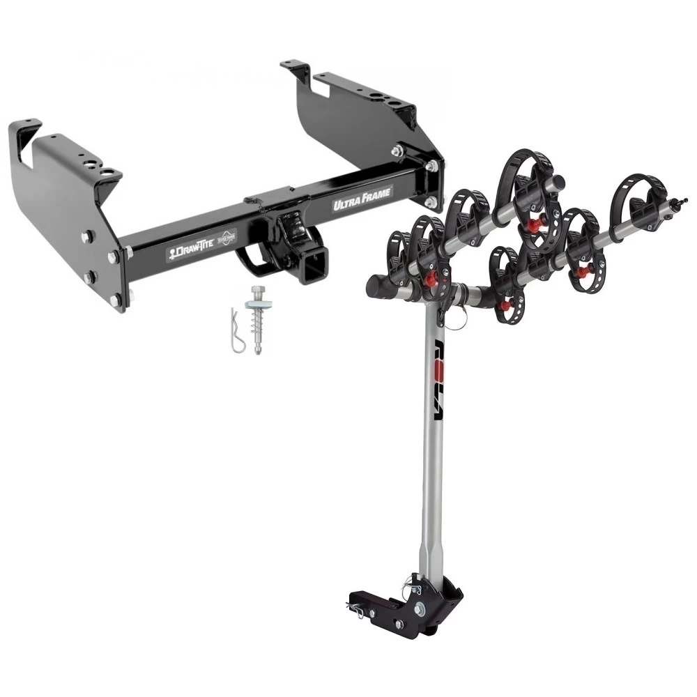 Trailer Tow Hitch For 99-21 Ford F-350 F-450 Cab & Chassis F-550 Super Duty All Models w/ 4 Bike Carrier Rack